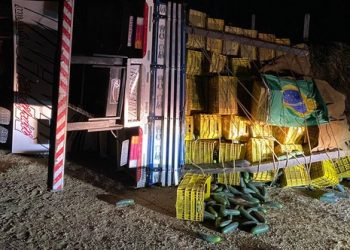 Caminhão que saiu de Jaguaquara para Juazeiro transportando verduras, tomba na BR-420