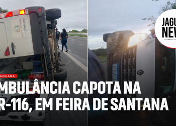 Ambulância que retornava de Salvador para Jaguaquara capota na BR-116