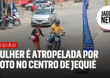Mulher é atropleada por moto no centro de Jequié
