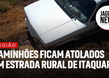 Caminhões ficam atolados em estrada rural e moradores cobram atenção da Prefeitura de Itaquara