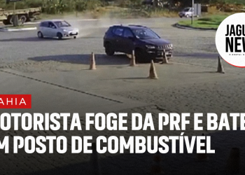 Motorista foge da PRF e colide em posto de combustível na BR-101 em SAJ