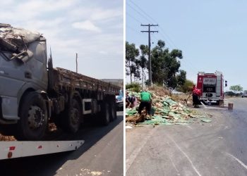 Acidente na BA-250: Caminhão carregado de verduras tomba, mas motorista oriundo de Jaguaquara sai ileso