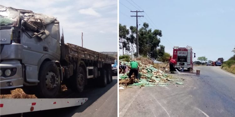 Acidente na BA-250: Caminhão carregado de verduras tomba, mas motorista oriundo de Jaguaquara sai ileso