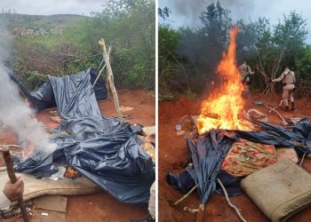 Polícia Militar localiza e destrói acampamento utilizado para prática de crimes em Itaquara