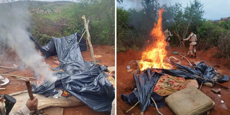 Polícia Militar localiza e destrói acampamento utilizado para prática de crimes em Itaquara