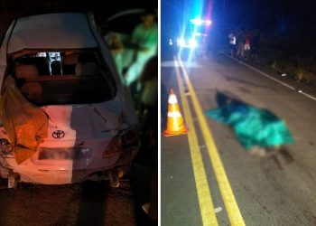 Homem de 30 anos morre após ser atropelado e carro capota em seguida, entre Santa Inês e Cravolândia