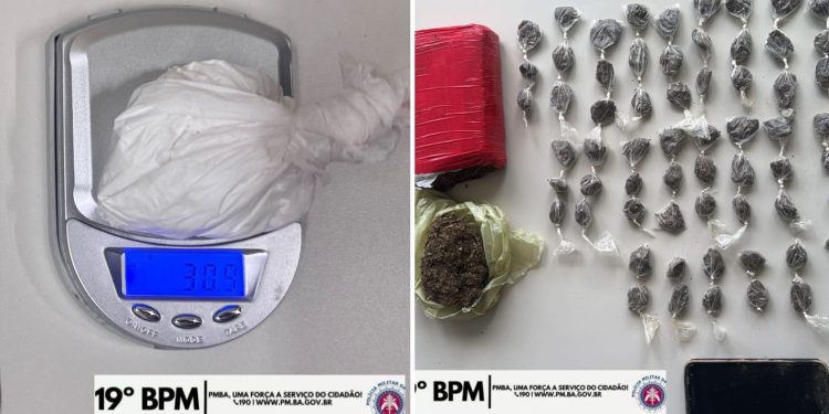 Ações da Polícia Militar resultam em duas prisões por tráfico e apreensão de drogas em Jaguaquara