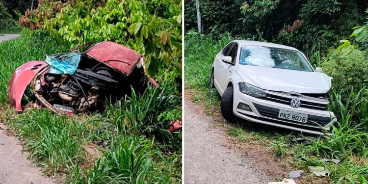 Batida entre dois carros deixa ferido na BA-547, entre Jequié e Apuarema
