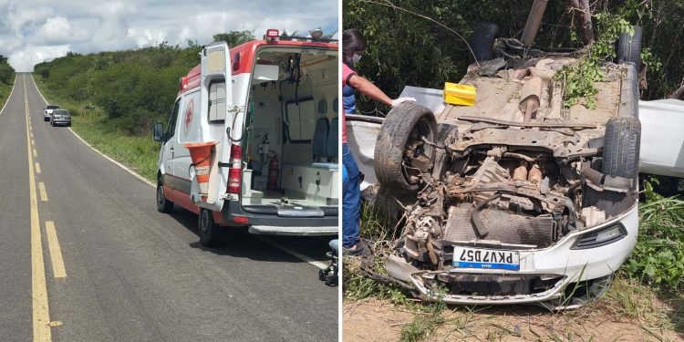 Capotamento deixa motorista ferido na BA-026, entre Planaltino e Nova Itarana