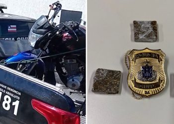 Moto com chassi raspado é apreendida e passageiro é flagrado com drogas na zona rural de Jaguaquara