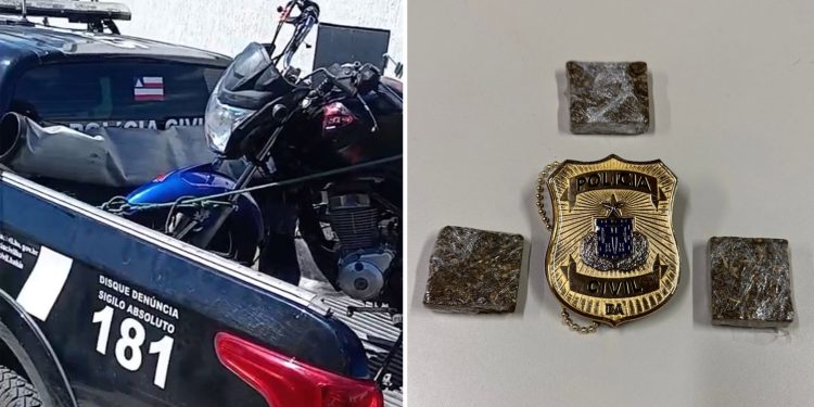 Moto com chassi raspado é apreendida e passageiro é flagrado com drogas na zona rural de Jaguaquara