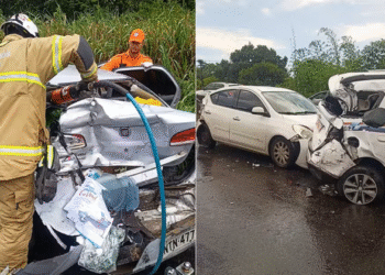 Engavetamento envolvendo 13 veículos interdita a BR-324 em Simões Filho