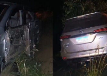 Batida entre dois veículos é registrada na BR-420, em Jaguaquara