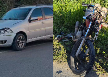 Colisão entre moto e carro deixa motociclista ferido na BR-420 em Jaguaquara