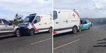 Engavetamento envolvendo ambulância e quatro veículos deixa feridos na BA-250, entre Itiruçu e Jaguaquara