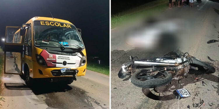 Dois jovens morrem em colisão entre ônibus escolar e moto em Ibirapitanga